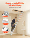Vevor Attic Ladder Height Adjustable Foldable Aluminum Alloy 375 lbs. Capacity New