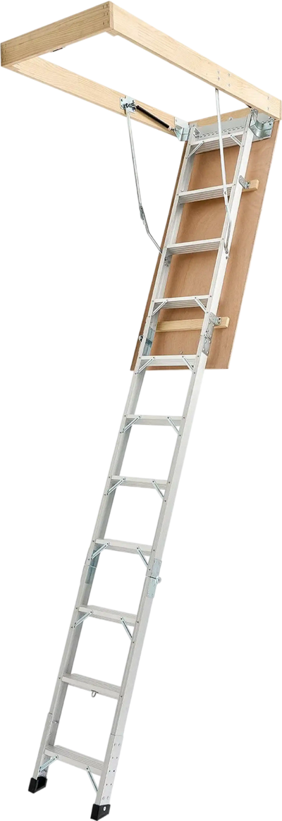 Vevor Attic Ladder Height Adjustable Foldable Aluminum Alloy 375 lbs. Capacity New