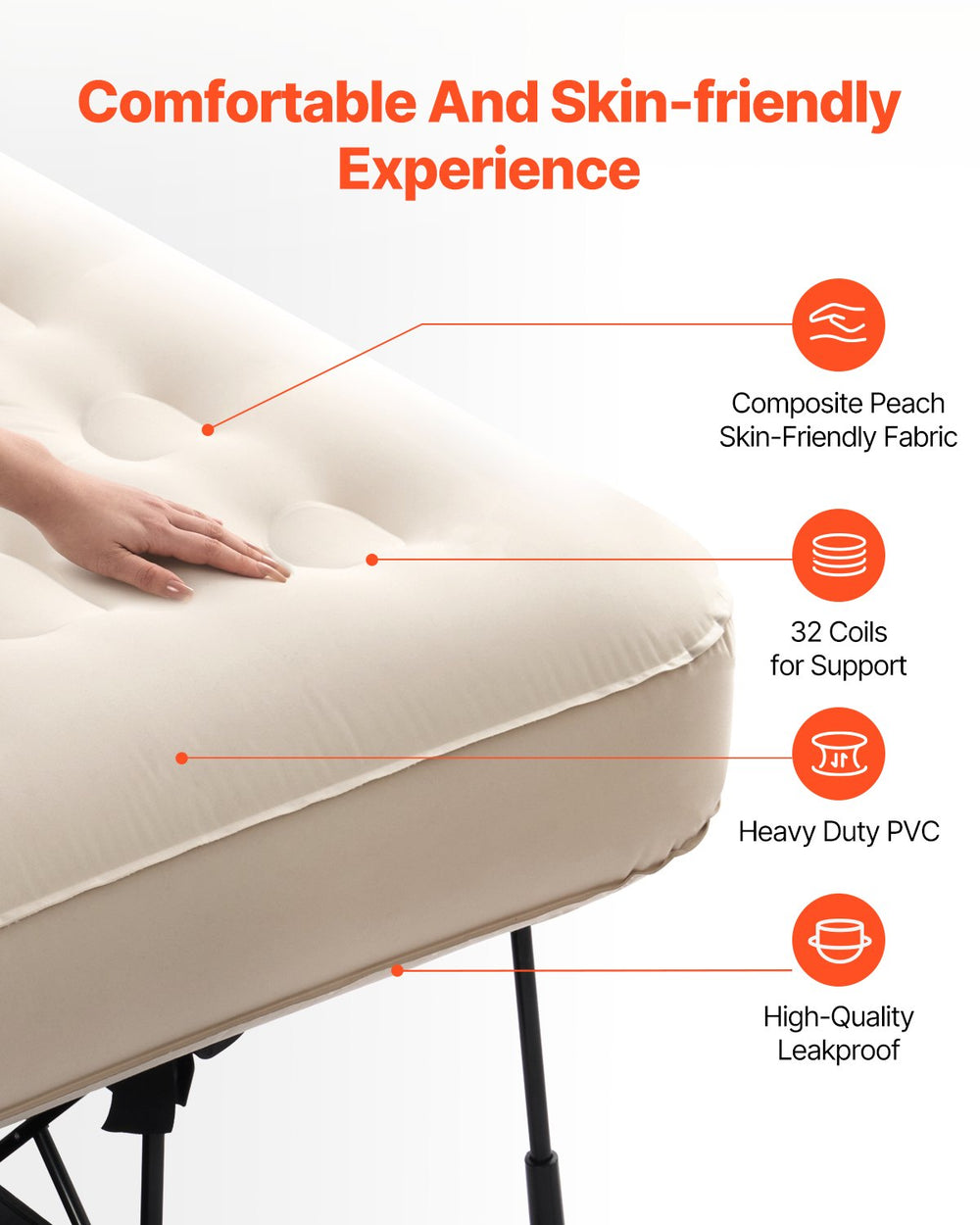 Vevor Air Mattress with Frame Inflatable Camping Cot with Built-in Pump New