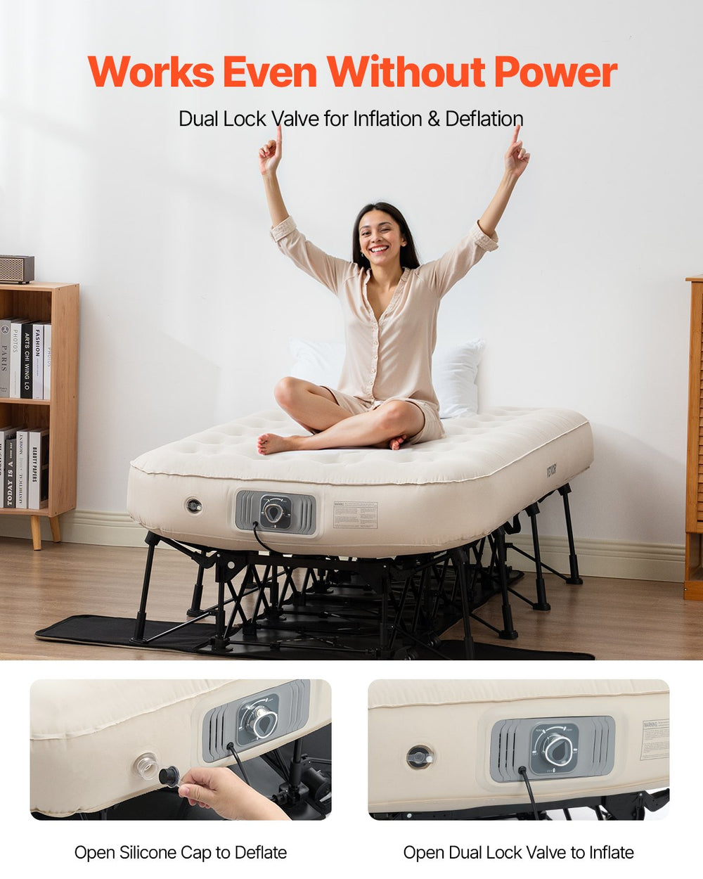 Vevor Air Mattress with Frame Inflatable Camping Cot with Built-in Pump New