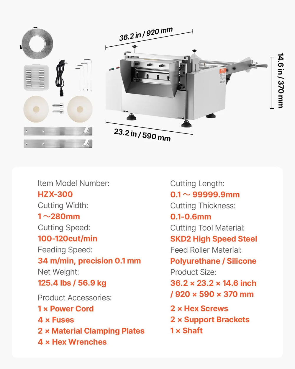 Vevor Auto Heat-Shrink Tube Cutter 1-280mm Cutting Width 650W New