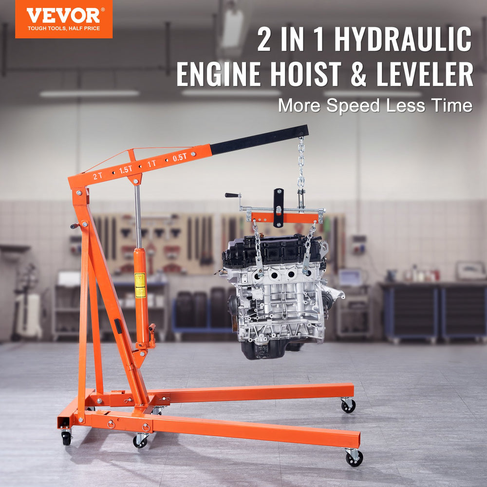 Vevor Hydraulic Engine Hoist with Leveler 2 Ton Cherry Picker Shop Crane New