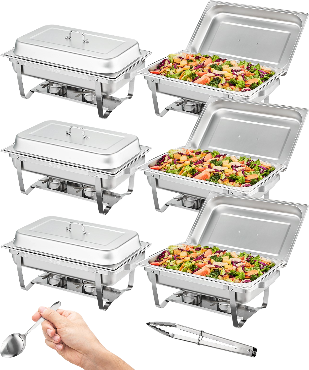 Vevor Chafing Dish Buffet Set 8QT 6 Pack Catering Warmer with Lid & Water Pan New