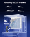 Vevor Commercial Ice Maker 360 Lbs Per Day with 205 Lbs Storage Bin Auto Self-Cleaning New