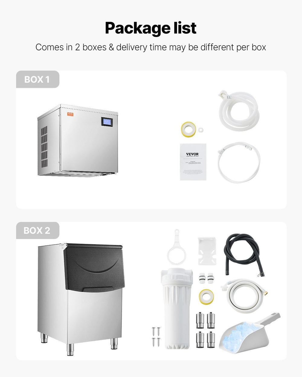 Vevor Commercial Ice Maker 360 Lbs Per Day with 205 Lbs Storage Bin Auto Self-Cleaning New