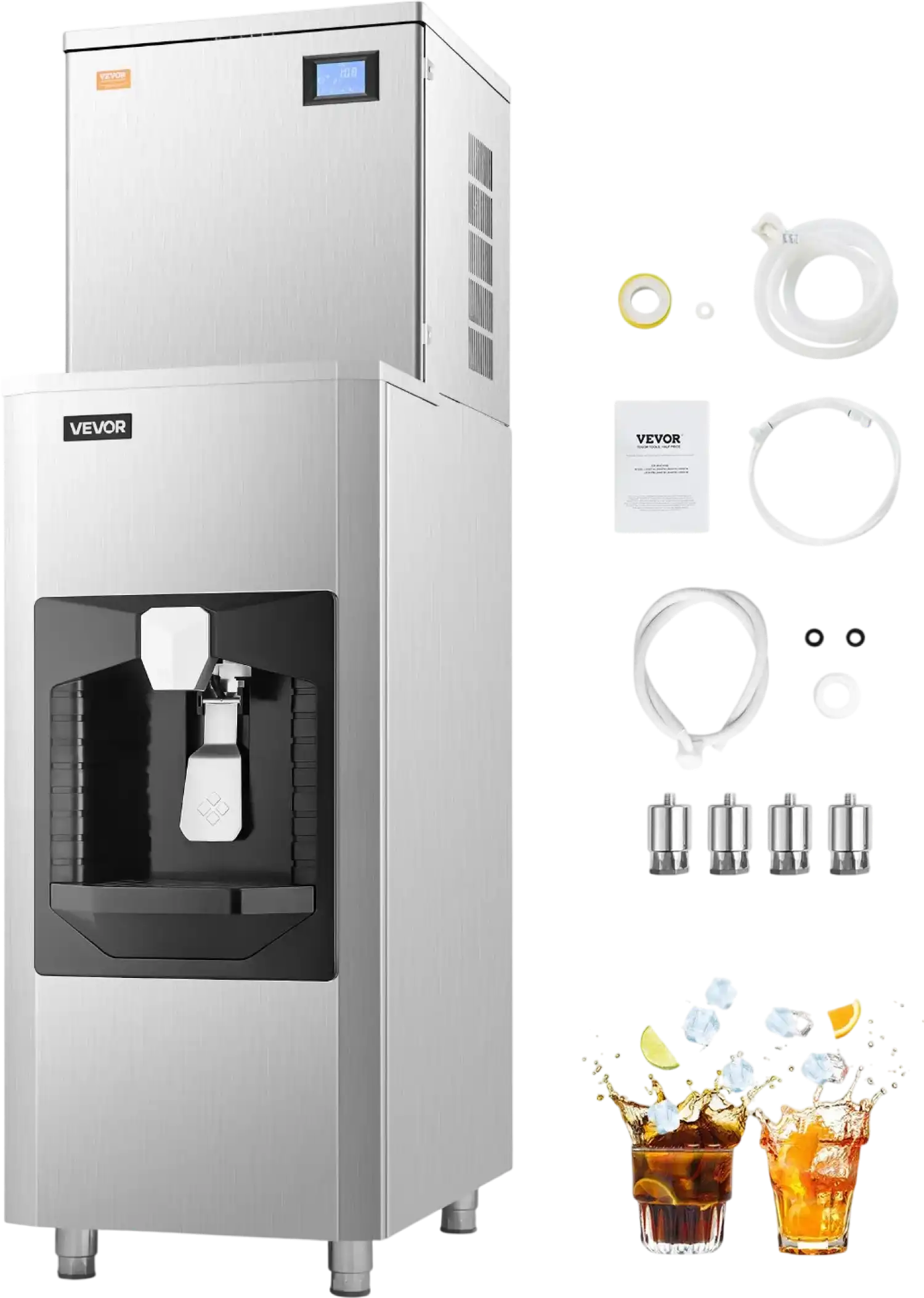 Vevor Commercial Ice Maker Automatic Dispensing 400 Lbs/Day with 180 Lbs Storage New