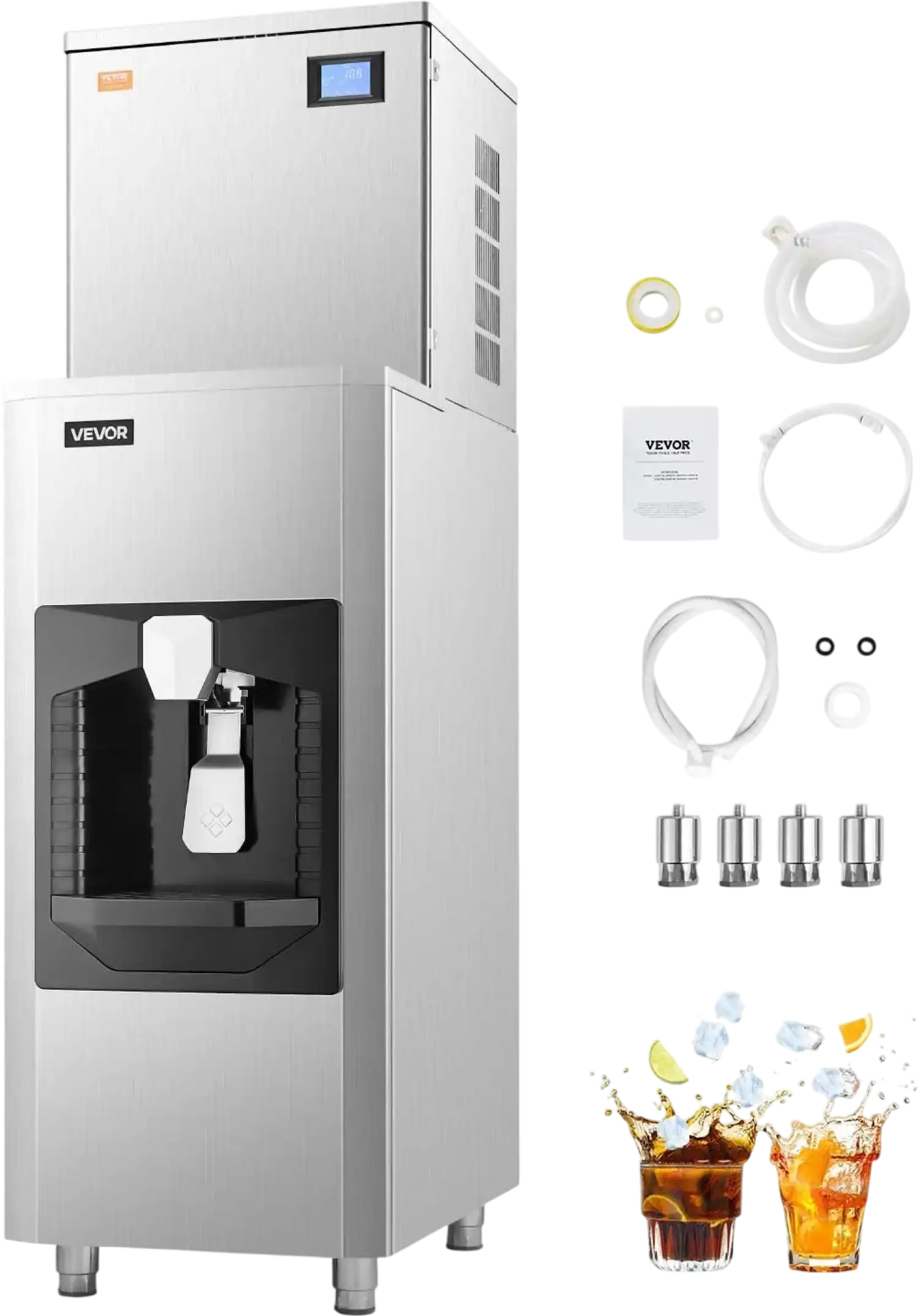Vevor Commercial Ice Maker Automatic Dispensing 550 Lbs/Day with 180 Lbs Storage New