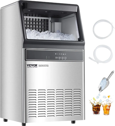 Vevor Commercial Ice Maker 120 lbs/24H with Drain Pump 33 lbs Storage Self-Cleaning New