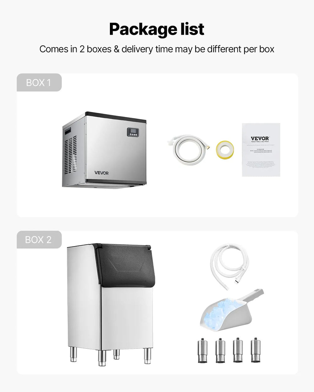 Vevor Commercial Ice Maker 360 Lbs/Day with 300 Lbs Storage Touchscreen New