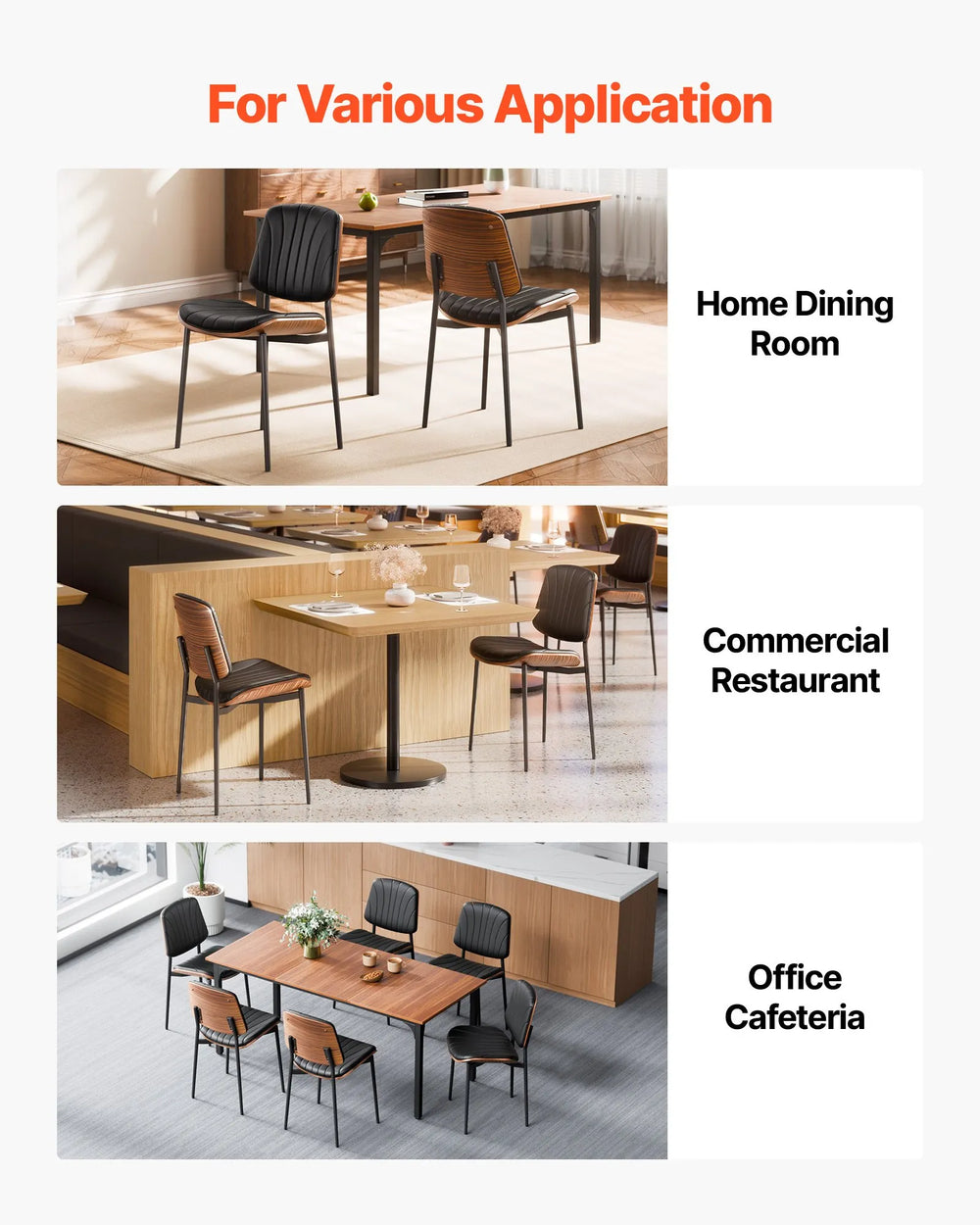 Vevor Modern Dining Room Accent Chairs Upholstered Leather Set of 4 New