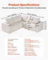 Vevor Modular Sectional Sofa L-Shape Couch with Corduroy and Cushion New