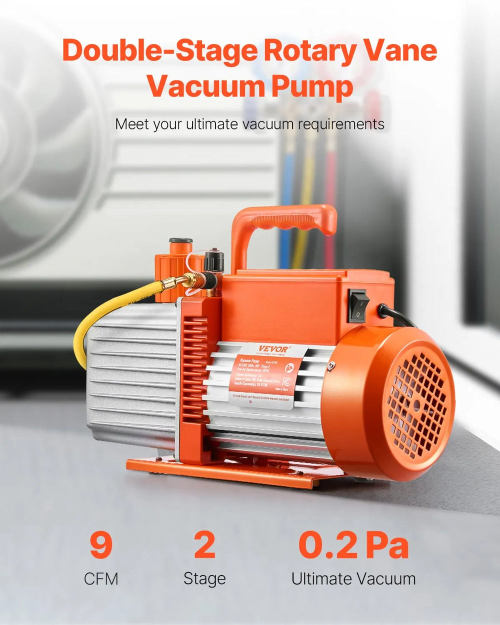 Vevor Vacuum Pump 2-Stage Rotary Vane 9 CFM 1HP Portable New