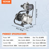 Vevor Shallow Well Pump Portable Jet Pump with Auto Controller 1HP 23GPM New