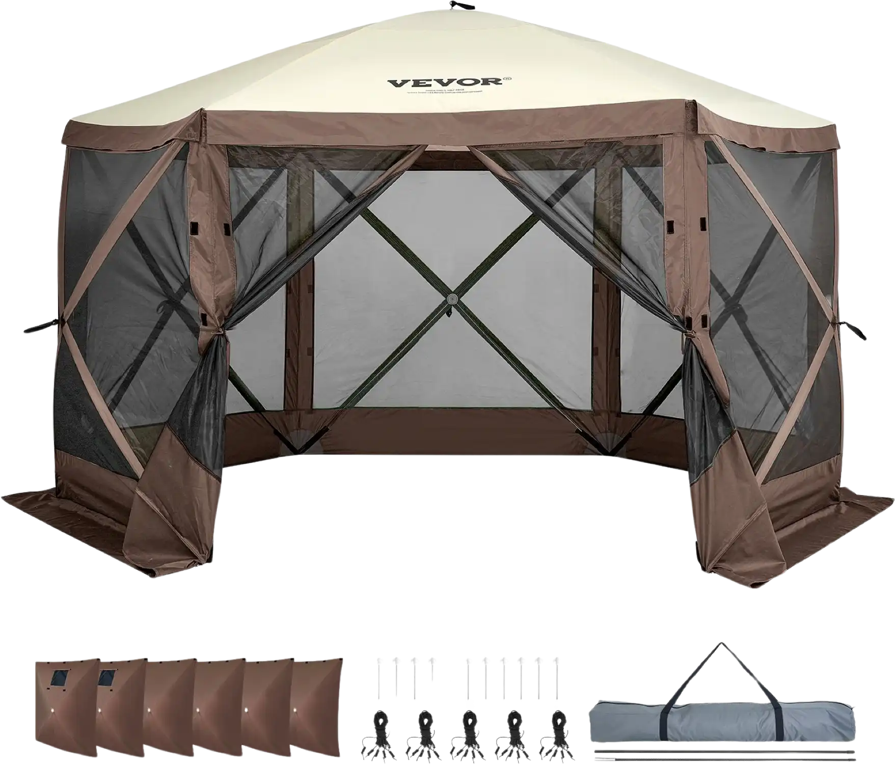 Vevor Pop Up Gazebo Tent 6 Sided Canopy with Privacy Windows 12.5' x 12.5' New