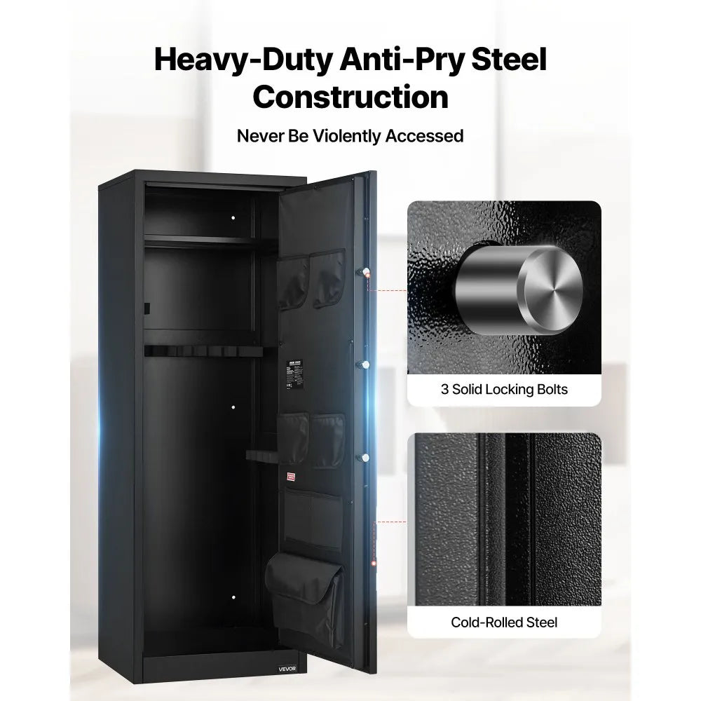 Vevor Gun Safe Cabinet 10-12 Rifles Quick Access Key and Password Lock New