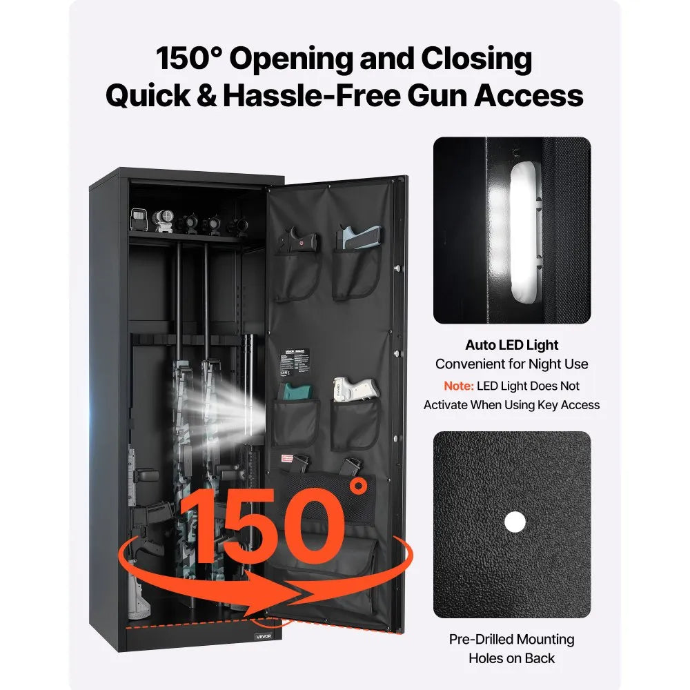 Vevor Gun Safe Cabinet 10-12 Rifles Quick Access Key and Password Lock New