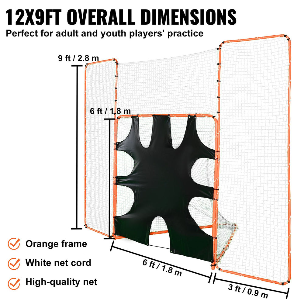 Vevor Lacrosse 3-in-1 Folding Goal with Backstop and Target 6' x 6' Net New