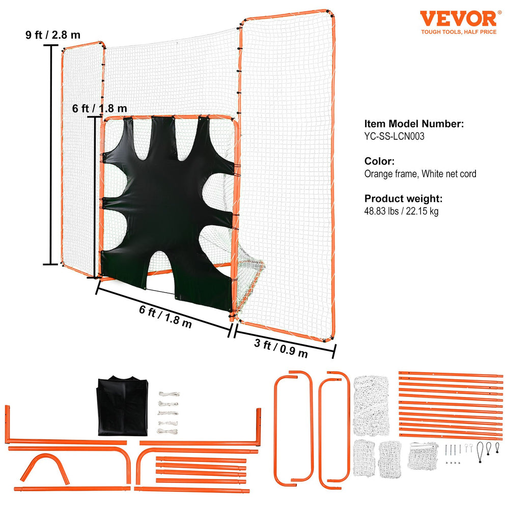 Vevor Lacrosse 3-in-1 Folding Goal with Backstop and Target 6' x 6' Net New