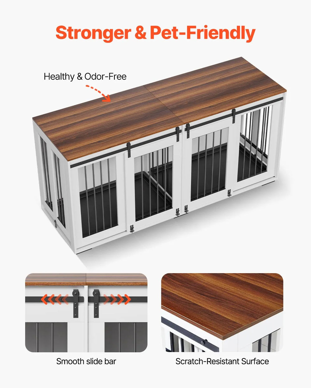 Vevor Dog Crate 72" Furniture Style Large Breed Kennel with Tray New
