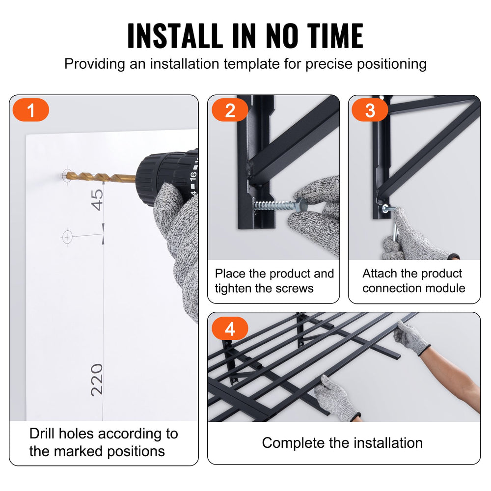 Vevor Garage Storage Shelving Rack 6' x 2' 800 Lbs Capacity Wall Mounted 2-Pack New