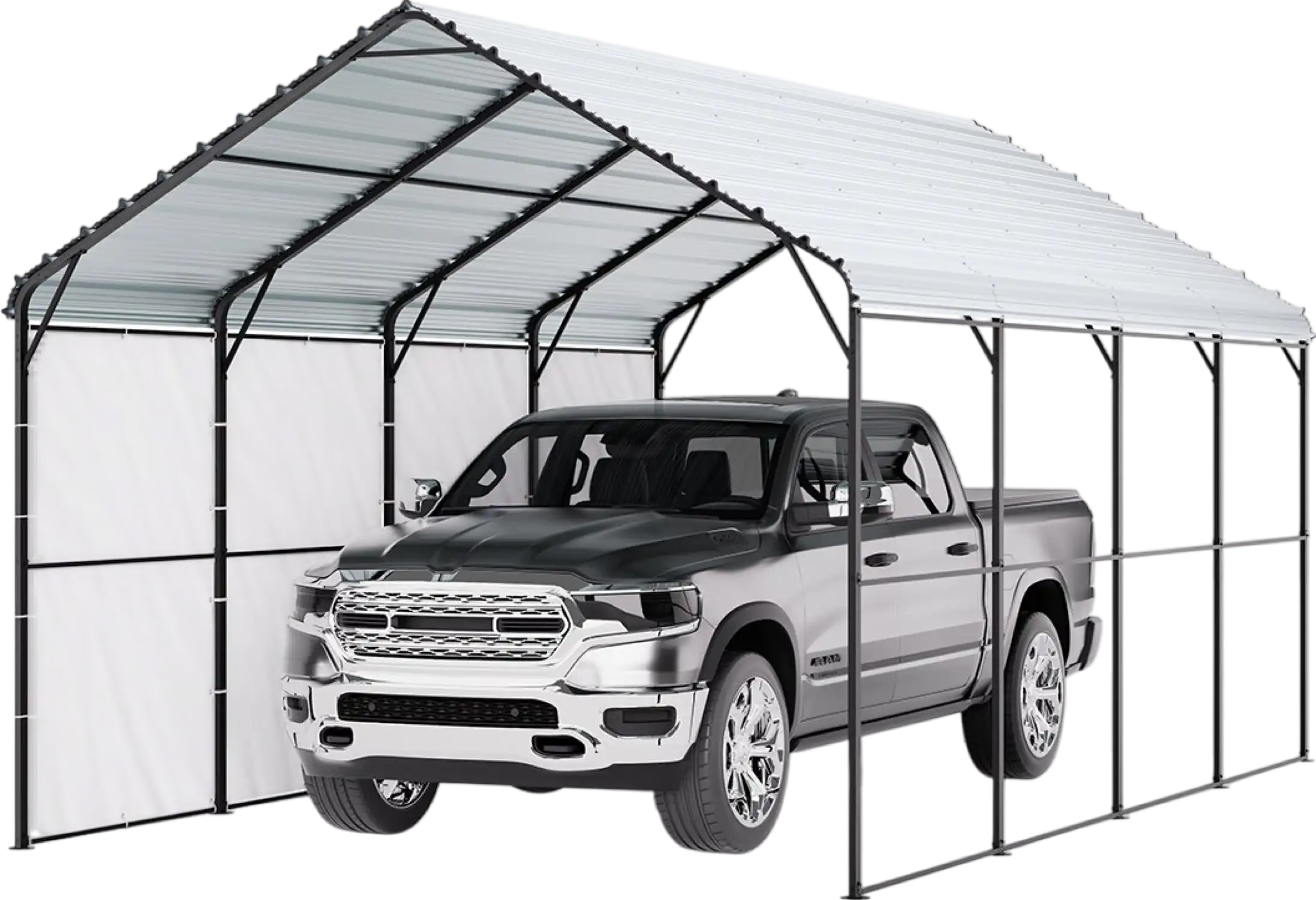 Vevor Metal Carport Heavy Duty Garage Shelter 12 x 20 FT with Removable Sidewall New