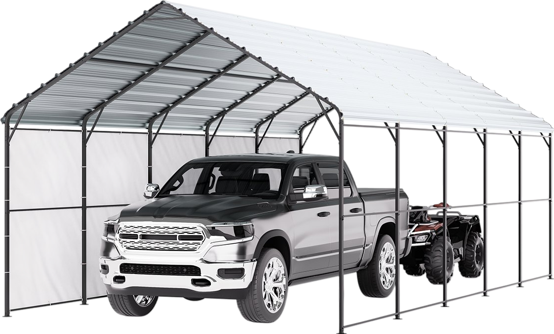 Vevor Metal Carport Heavy Duty Garage Shelter 13 x 26 FT with Removable Sidewall New