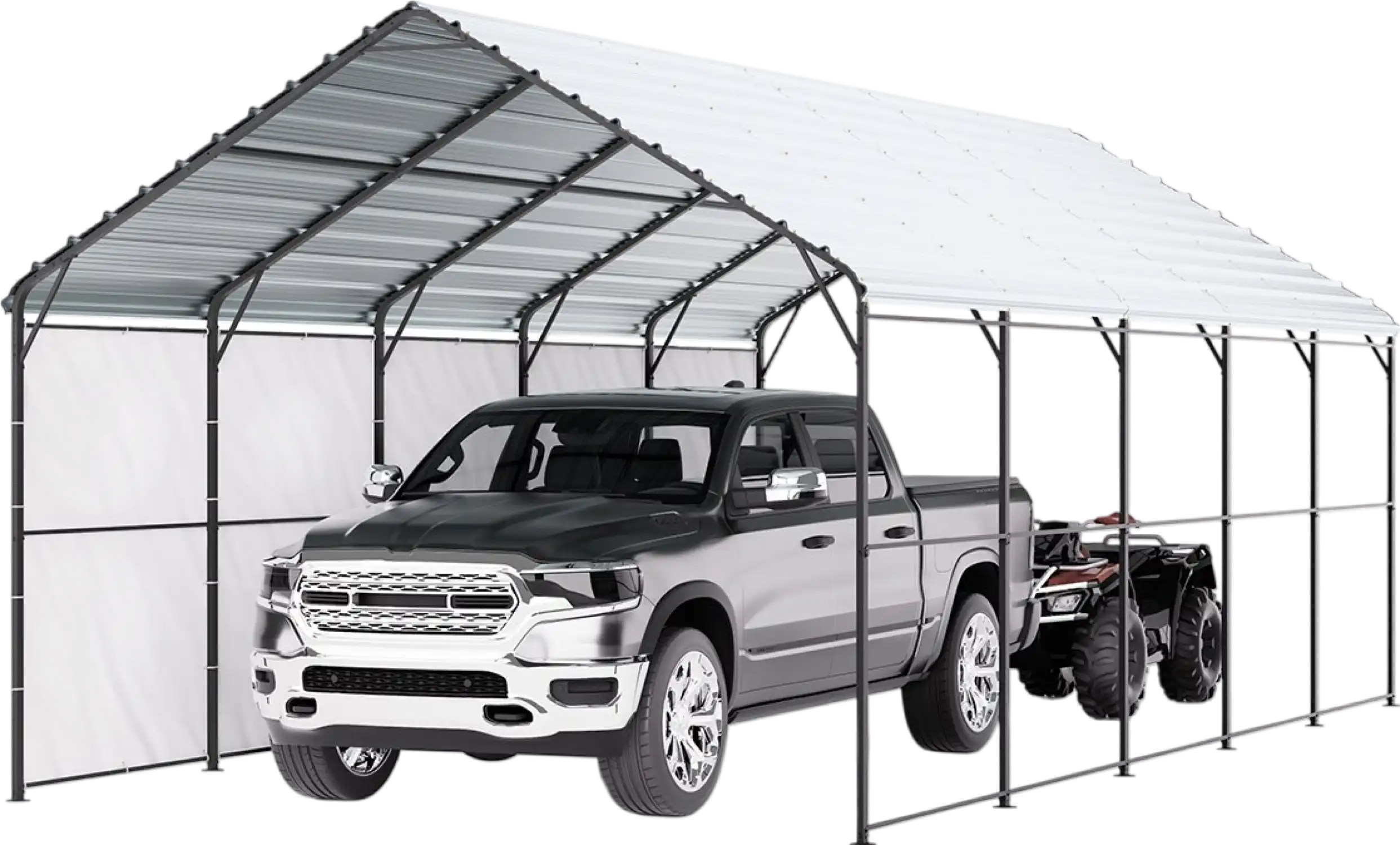 Vevor Metal Carport Heavy Duty Garage Shelter 13 x 26 FT with Removable Sidewall New