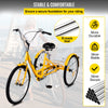 Vevor Adult Tricycle 24" 1-Speed Cruiser Bike with Bell and Basket Yellow New