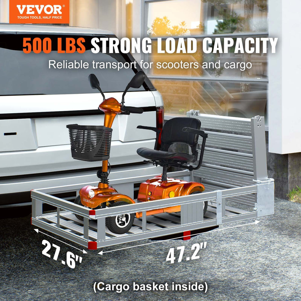 Vevor Hitch Mount Cargo Carrier 45.3" x 25.6" Aluminum with Folding Ramp New