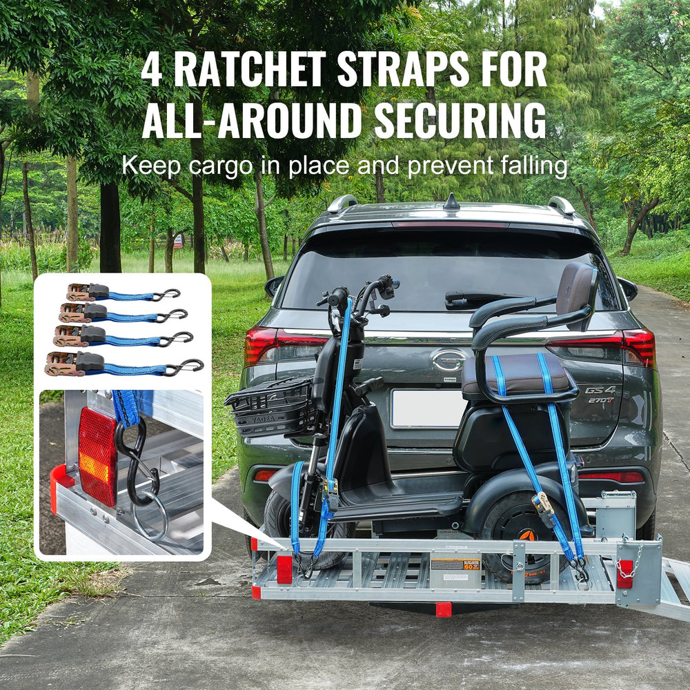 Vevor Hitch Mount Cargo Carrier 45.3" x 25.6" Aluminum with Folding Ramp New