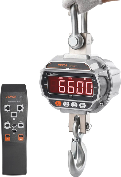 Vevor Digital Crane Scale Cast Aluminum Case LED Screen with Remote Control 6600 Lbs Capacity New