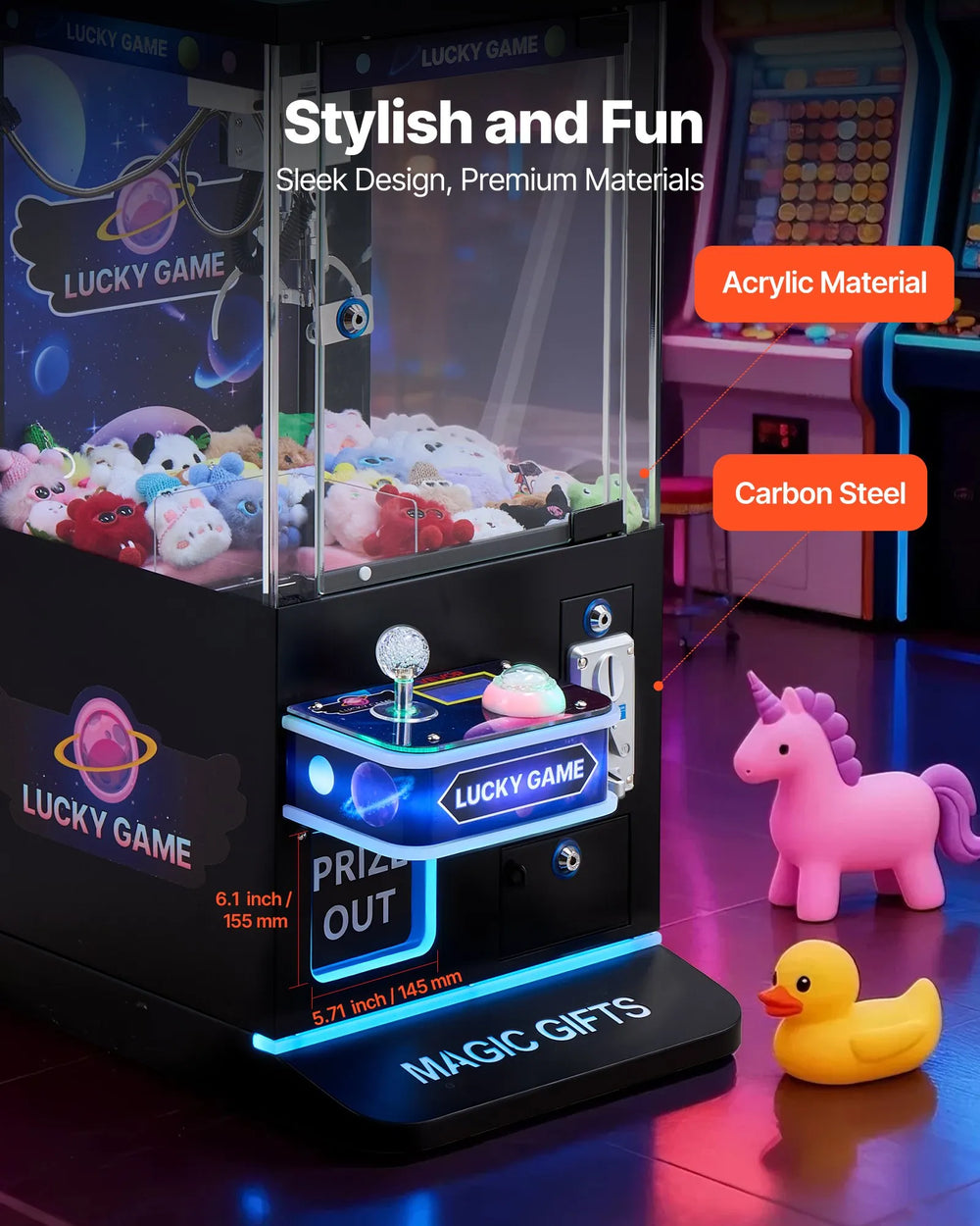 Vevor Claw Crane Machine Double Layer Prize Dispenser Adjustable Difficulty New