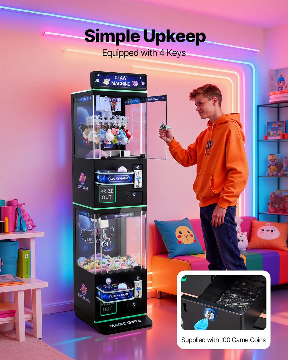 Vevor Claw Crane Machine Double Layer Prize Dispenser Adjustable Difficulty New