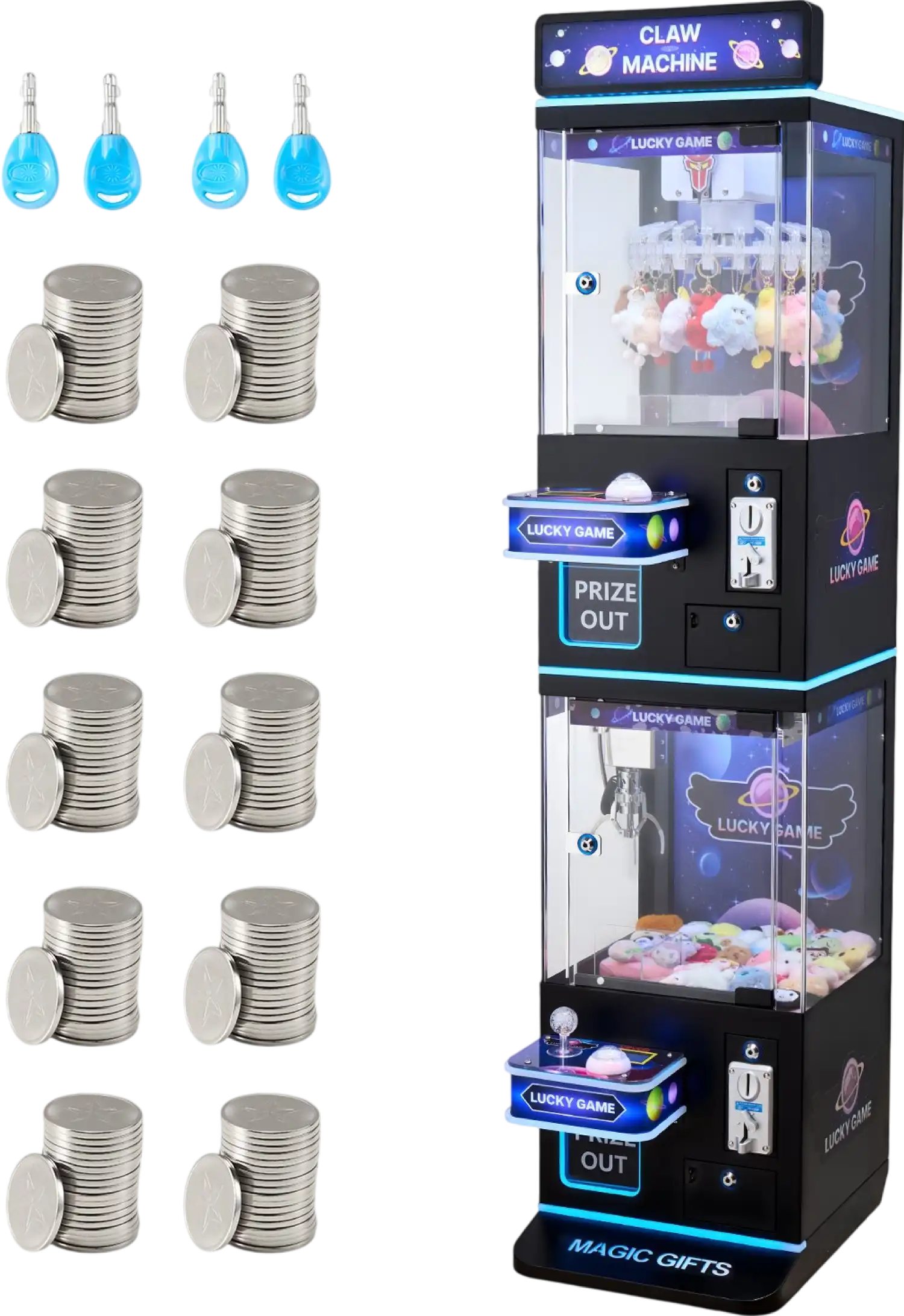 Vevor Claw Crane Machine Double Layer Prize Dispenser Adjustable Difficulty New