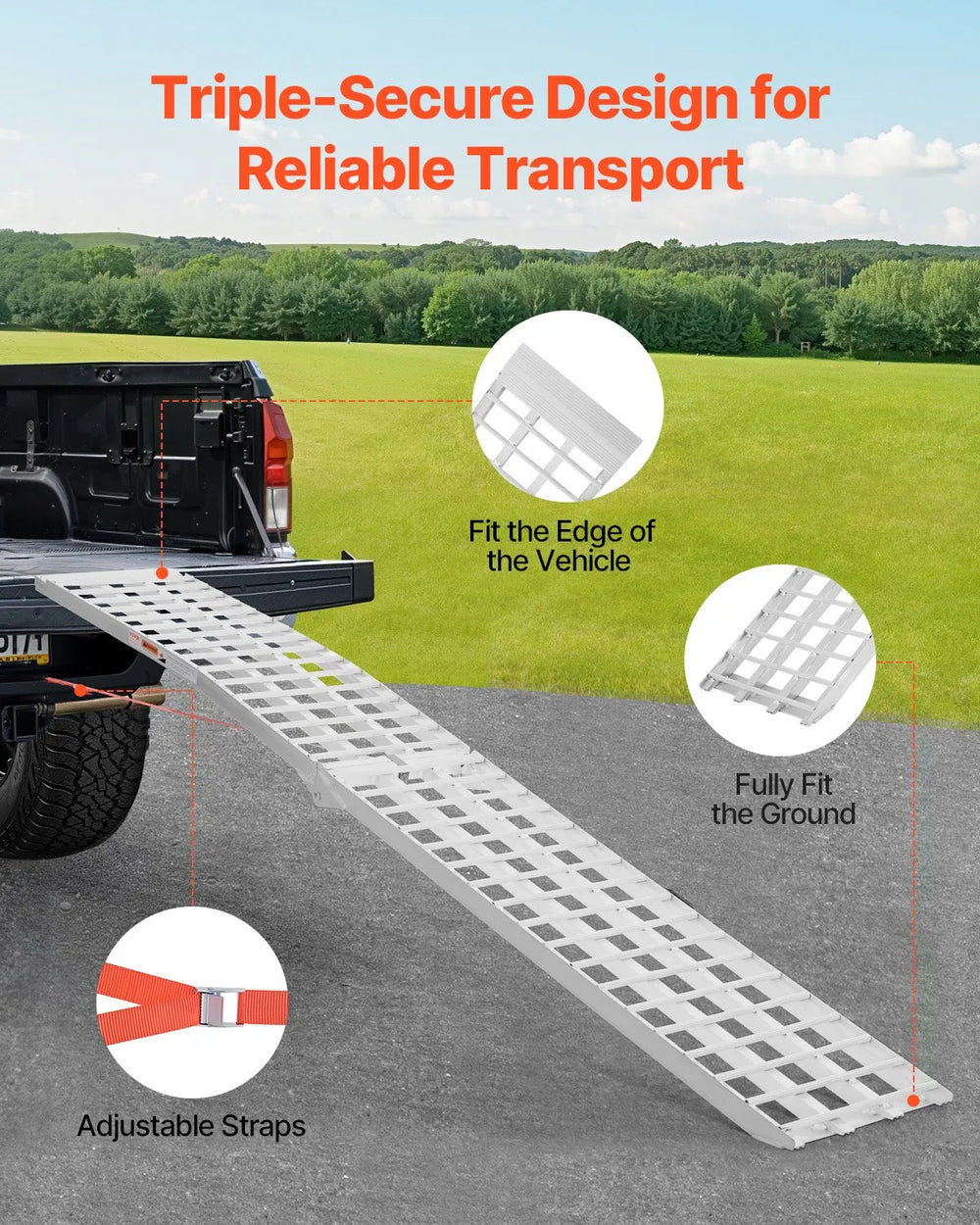 Vevor Aluminum Loading Ramp 120" x 17.7" Heavy-Duty with Handles 1000 Lbs New