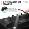 Anzzi Stone Belle Bathtub 67 x 32 in. Flat Bottom Freestanding with Massage Jets and Lights New
