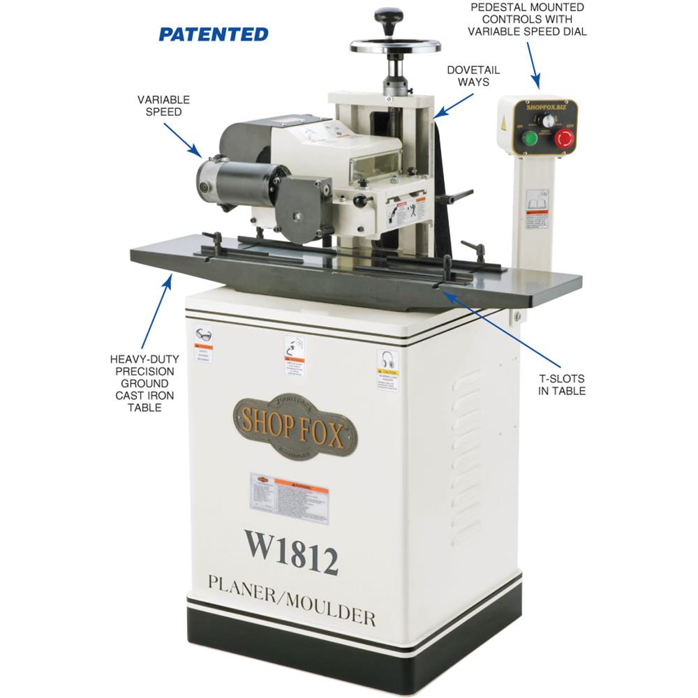 Shop Fox W1812 - 2 HP 7" Planer / Moulder with Stand