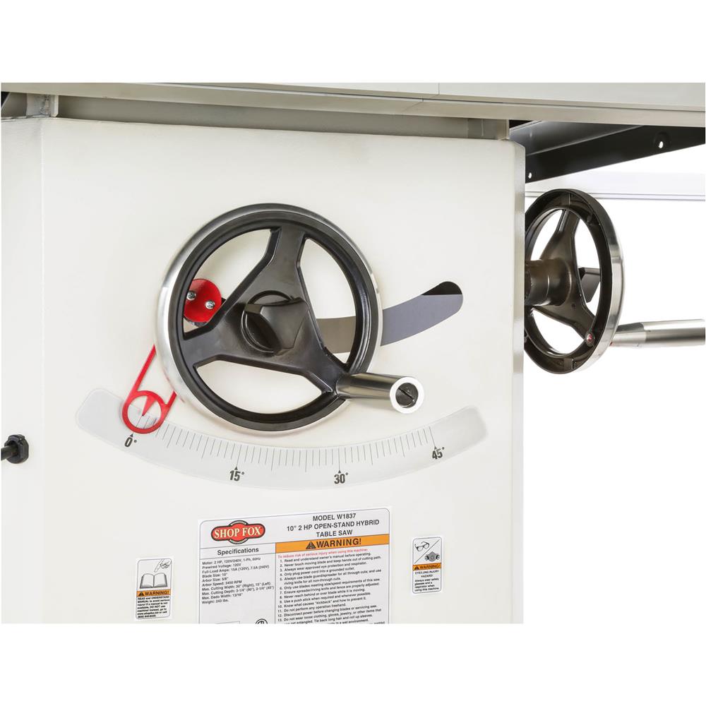Shop Fox W1837 - 10" 2 HP Open Stand Hybrid Table Saw