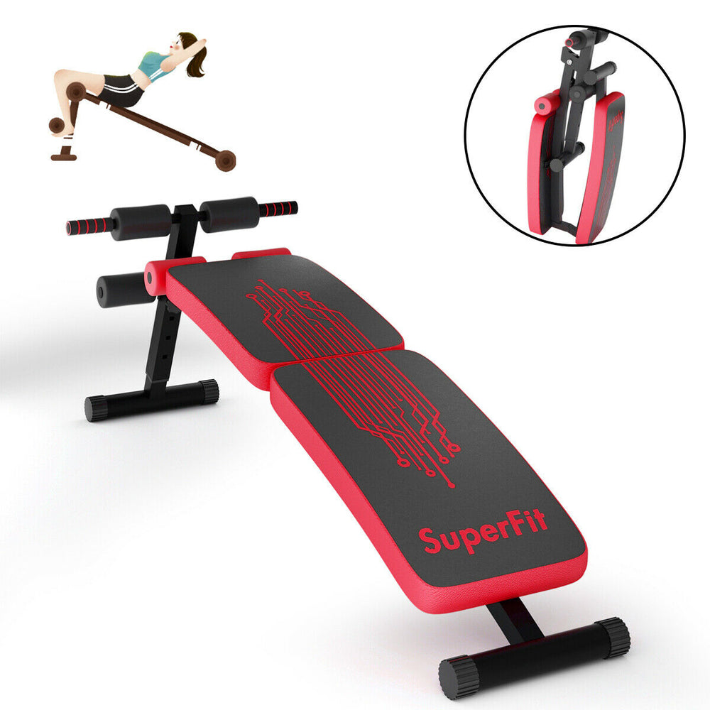 Adjustable Abdominal Twister Trainer in red, designed for incline and decline exercises, perfect for toning muscles at.