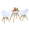 Kid's modern round table and two chairs set with wood legs, ergonomic design, perfect for play and activities.