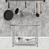 Stainless steel commercial kitchen worktable, 30x48 inches, with adjustable shelf and sturdy frame for versatile use.