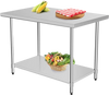 Stainless steel commercial kitchen worktable with adjustable shelf, 30 x 48 inches, ideal for home or commercial use.