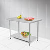 Stainless steel commercial kitchen worktable with adjustable shelf, 30 x 48 inches, ideal for home or commercial use.