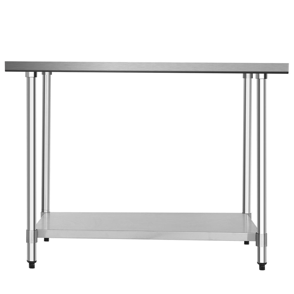 Stainless steel commercial kitchen worktable, 30 x 48 inches, with adjustable galvanized shelf and sturdy frame for.