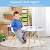 Kid's modern round table and chair set with ergonomic back support, ideal for eating, drawing, and playing.