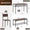 Rectangular kitchen table with bench and chairs in walnut, featuring under-table storage and a heavy-duty metal frame.