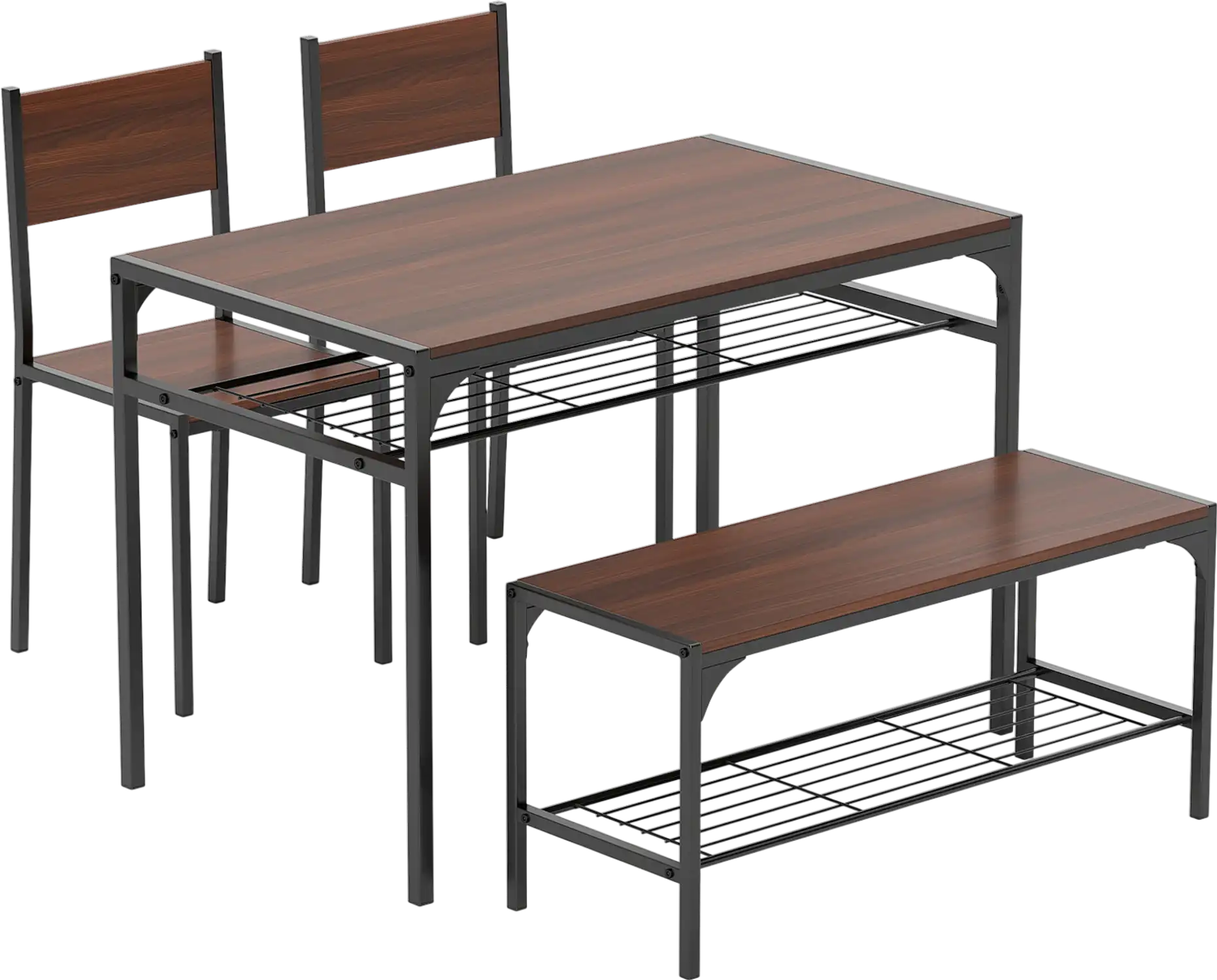 Costway Industrial Rectangular Kitchen Dining Table Bench Chairs Set 68395712 New