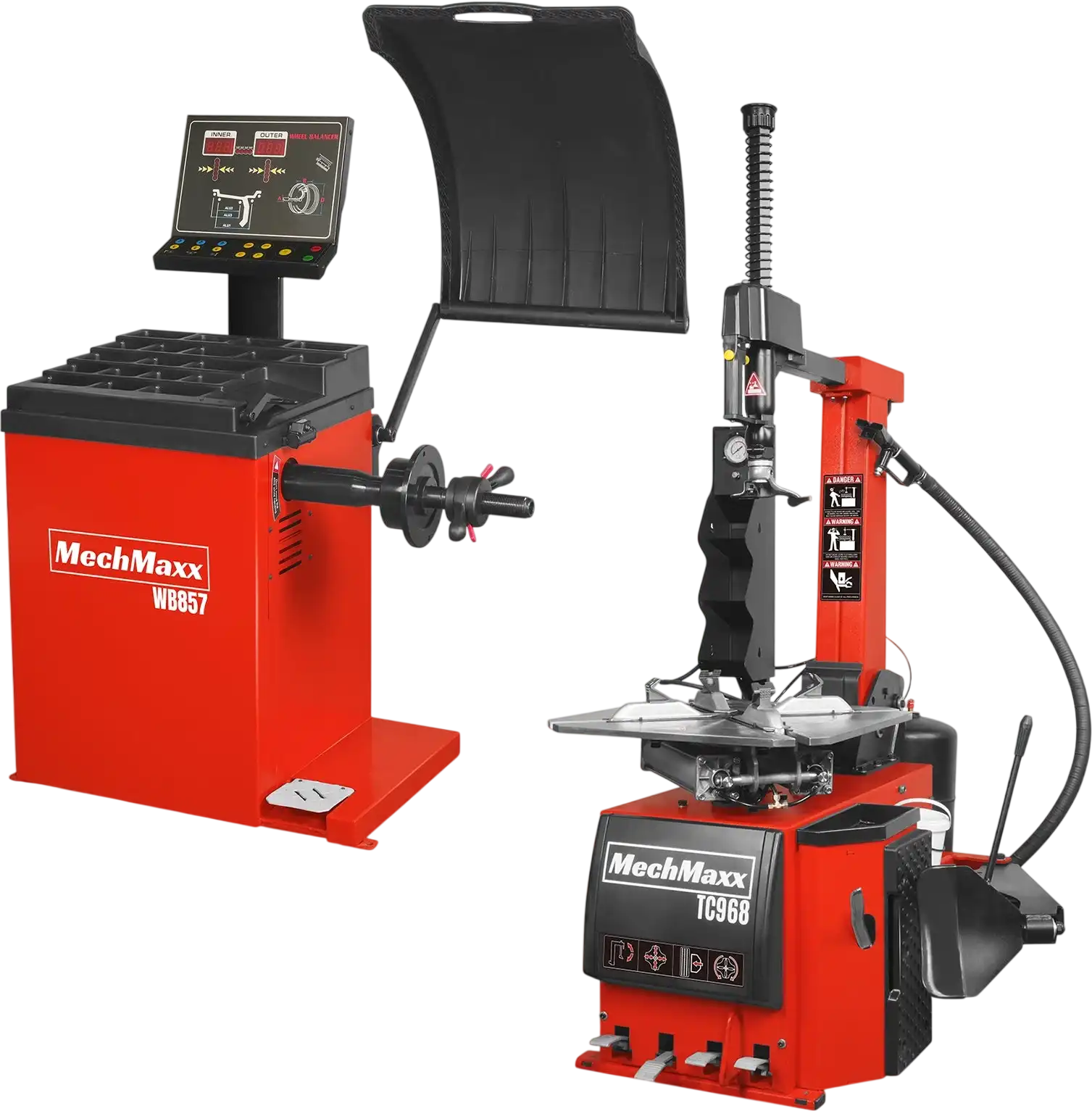 MechMaxx TC968+WB857 Tire Changer High Performance Tilt Back Wheel Balancer Bundle New