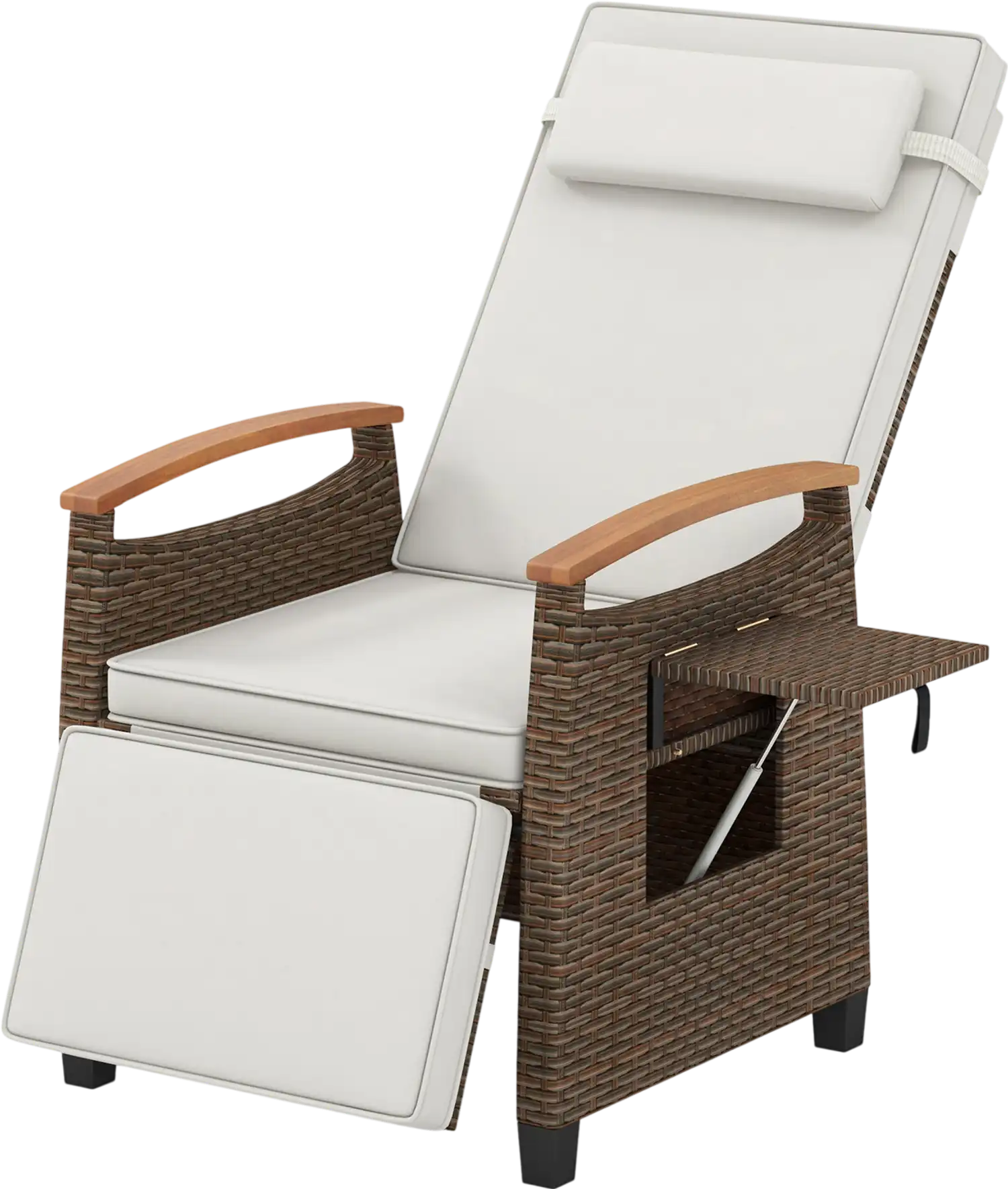 Costway Patio Wicker Recliner Chaise Lounge Adjustable Backrest Footrest 82175936 New
