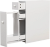 White bathroom cabinet with one top drawer and sliding drawer, featuring two shelves for efficient storage organization.